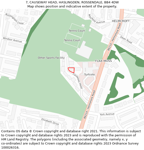 7, CAUSEWAY HEAD, HASLINGDEN, ROSSENDALE, BB4 4DW: Location map and indicative extent of plot