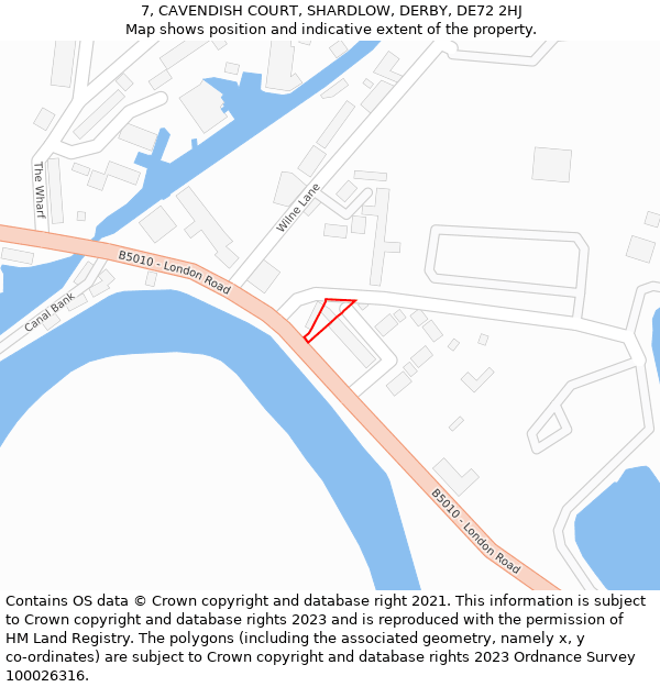 7, CAVENDISH COURT, SHARDLOW, DERBY, DE72 2HJ: Location map and indicative extent of plot