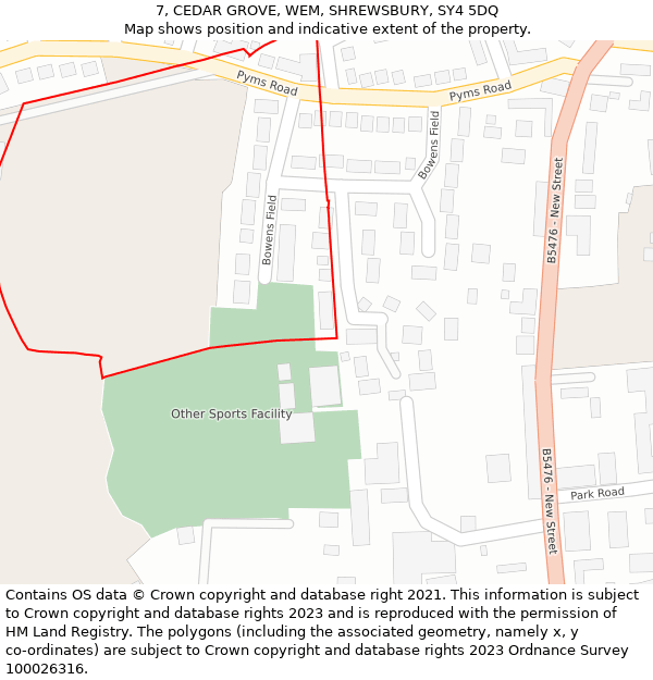 7, CEDAR GROVE, WEM, SHREWSBURY, SY4 5DQ: Location map and indicative extent of plot