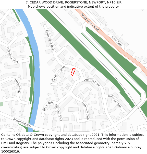 7, CEDAR WOOD DRIVE, ROGERSTONE, NEWPORT, NP10 9JR: Location map and indicative extent of plot