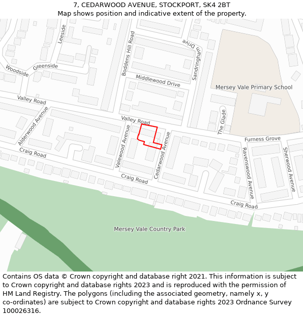 7, CEDARWOOD AVENUE, STOCKPORT, SK4 2BT: Location map and indicative extent of plot