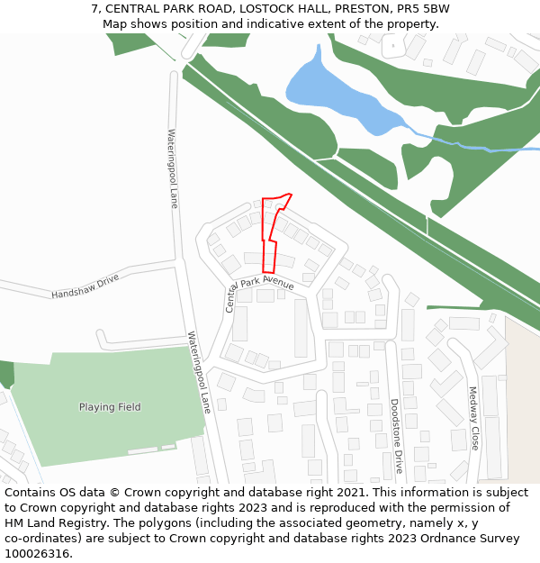 7, CENTRAL PARK ROAD, LOSTOCK HALL, PRESTON, PR5 5BW: Location map and indicative extent of plot
