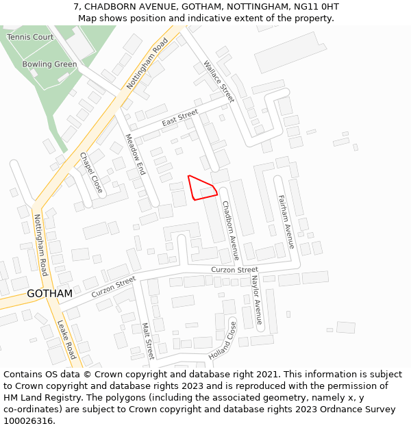 7, CHADBORN AVENUE, GOTHAM, NOTTINGHAM, NG11 0HT: Location map and indicative extent of plot