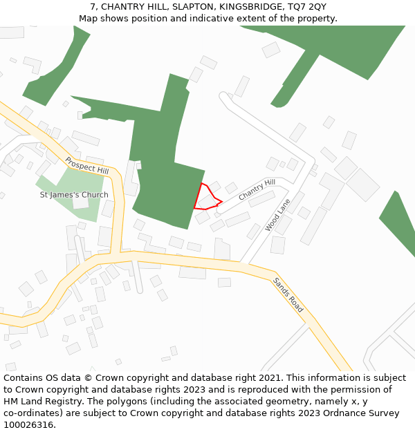 7, CHANTRY HILL, SLAPTON, KINGSBRIDGE, TQ7 2QY: Location map and indicative extent of plot