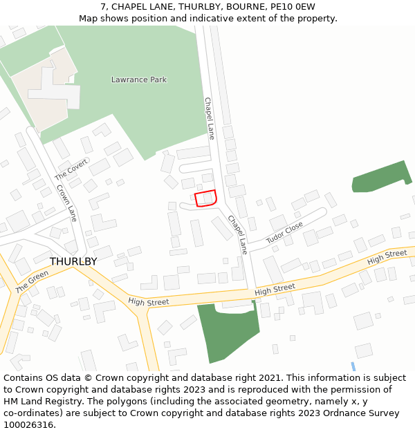 7, CHAPEL LANE, THURLBY, BOURNE, PE10 0EW: Location map and indicative extent of plot