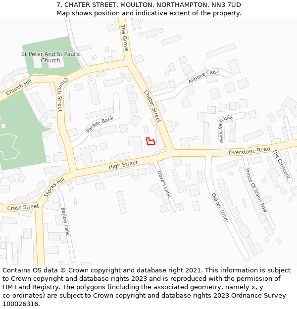 7, CHATER STREET, MOULTON, NORTHAMPTON, NN3 7UD: Location map and indicative extent of plot