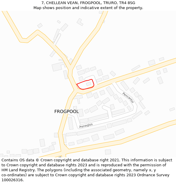 7, CHELLEAN VEAN, FROGPOOL, TRURO, TR4 8SG: Location map and indicative extent of plot