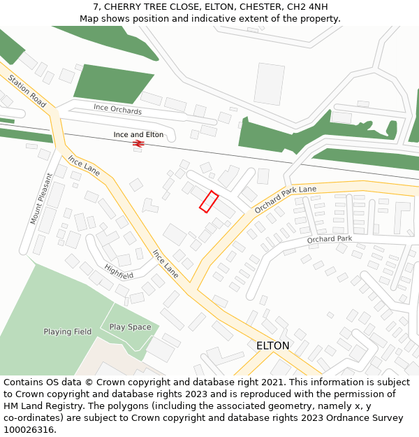 7, CHERRY TREE CLOSE, ELTON, CHESTER, CH2 4NH: Location map and indicative extent of plot