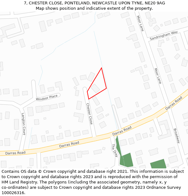 7, CHESTER CLOSE, PONTELAND, NEWCASTLE UPON TYNE, NE20 9AG: Location map and indicative extent of plot