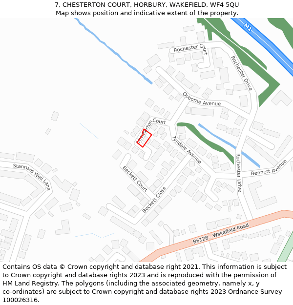 7, CHESTERTON COURT, HORBURY, WAKEFIELD, WF4 5QU: Location map and indicative extent of plot