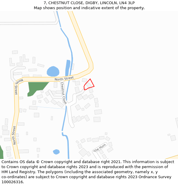 7, CHESTNUT CLOSE, DIGBY, LINCOLN, LN4 3LP: Location map and indicative extent of plot