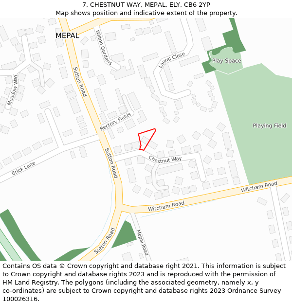 7, CHESTNUT WAY, MEPAL, ELY, CB6 2YP: Location map and indicative extent of plot