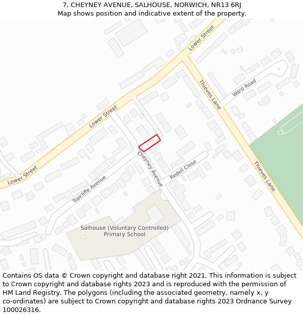 7, CHEYNEY AVENUE, SALHOUSE, NORWICH, NR13 6RJ: Location map and indicative extent of plot