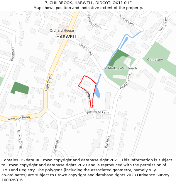 7, CHILBROOK, HARWELL, DIDCOT, OX11 0HE: Location map and indicative extent of plot