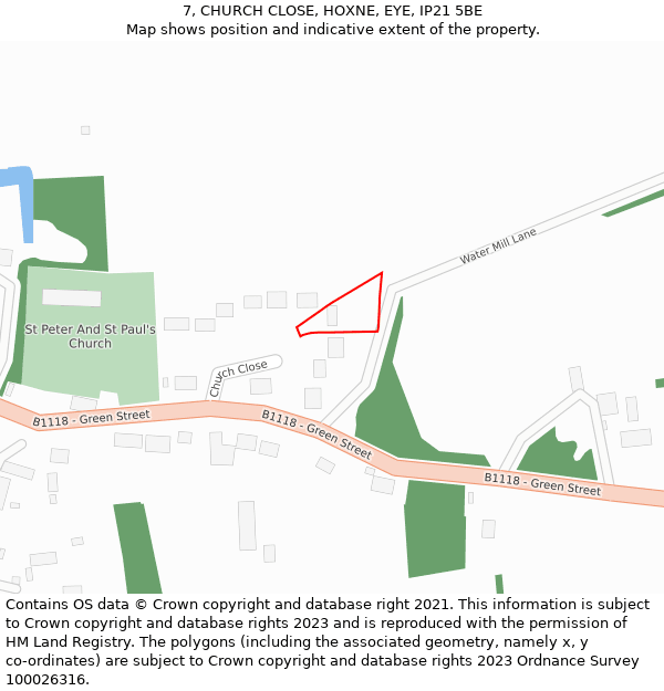 7, CHURCH CLOSE, HOXNE, EYE, IP21 5BE: Location map and indicative extent of plot