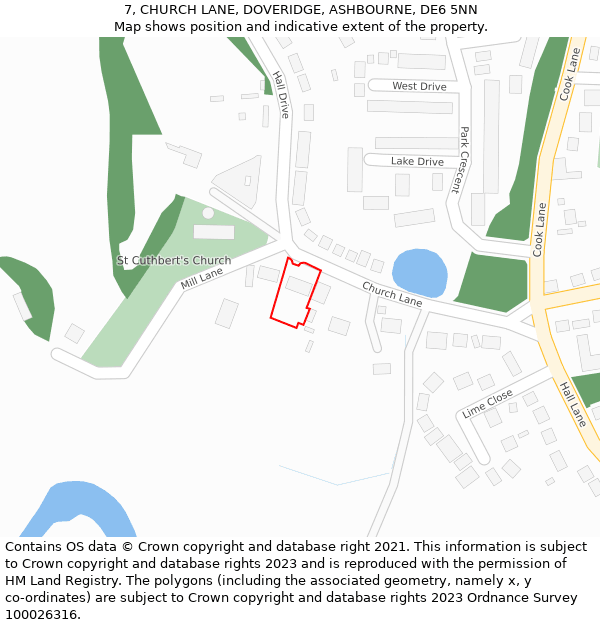 7, CHURCH LANE, DOVERIDGE, ASHBOURNE, DE6 5NN: Location map and indicative extent of plot