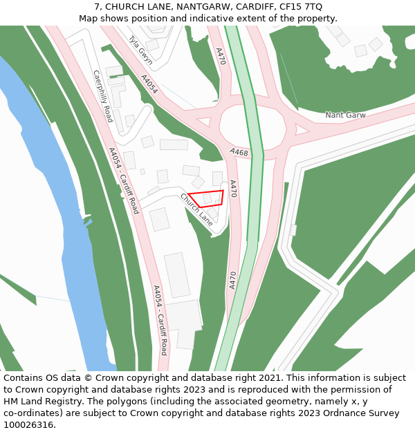 7, CHURCH LANE, NANTGARW, CARDIFF, CF15 7TQ: Location map and indicative extent of plot