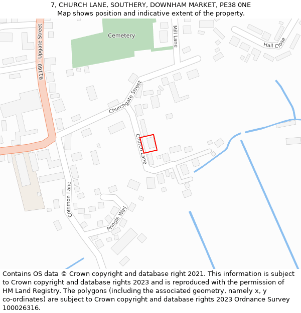 7, CHURCH LANE, SOUTHERY, DOWNHAM MARKET, PE38 0NE: Location map and indicative extent of plot