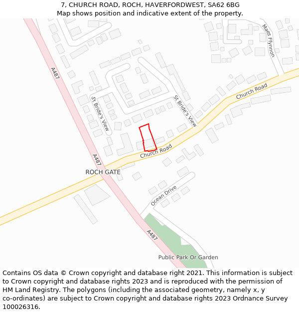 7, CHURCH ROAD, ROCH, HAVERFORDWEST, SA62 6BG: Location map and indicative extent of plot