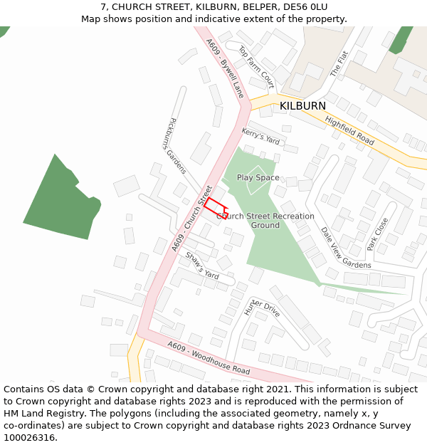7, CHURCH STREET, KILBURN, BELPER, DE56 0LU: Location map and indicative extent of plot