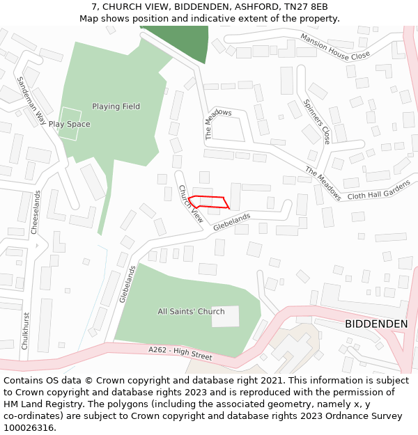 7, CHURCH VIEW, BIDDENDEN, ASHFORD, TN27 8EB: Location map and indicative extent of plot