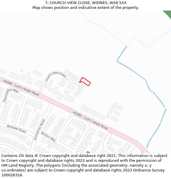 7, CHURCH VIEW CLOSE, WIDNES, WA8 5AA: Location map and indicative extent of plot