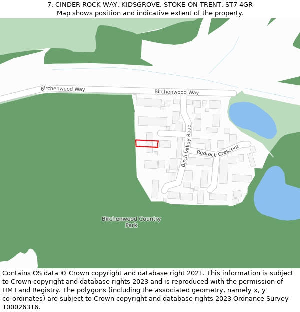 7, CINDER ROCK WAY, KIDSGROVE, STOKE-ON-TRENT, ST7 4GR: Location map and indicative extent of plot