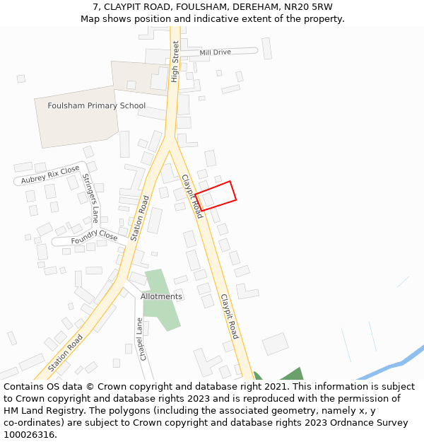 7, CLAYPIT ROAD, FOULSHAM, DEREHAM, NR20 5RW: Location map and indicative extent of plot