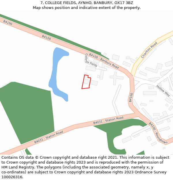 7, COLLEGE FIELDS, AYNHO, BANBURY, OX17 3BZ: Location map and indicative extent of plot