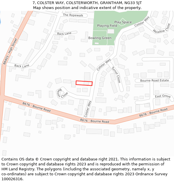 7, COLSTER WAY, COLSTERWORTH, GRANTHAM, NG33 5JT: Location map and indicative extent of plot