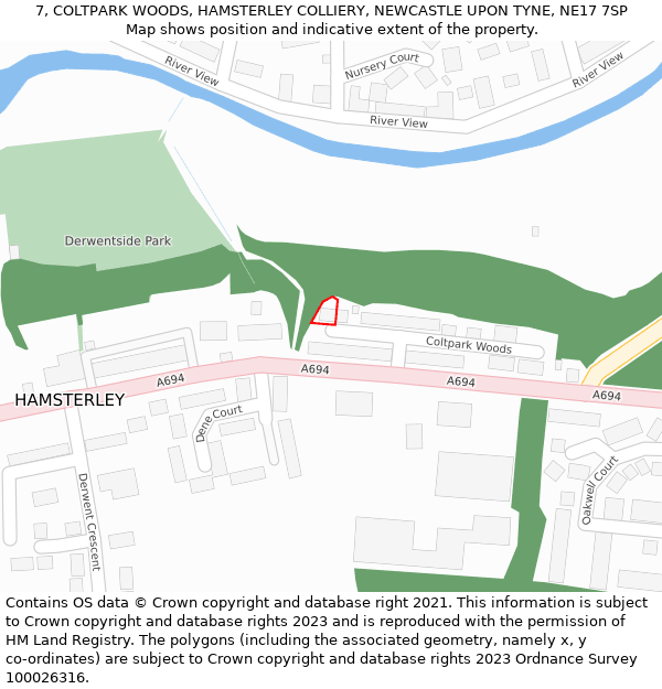 7, COLTPARK WOODS, HAMSTERLEY COLLIERY, NEWCASTLE UPON TYNE, NE17 7SP: Location map and indicative extent of plot