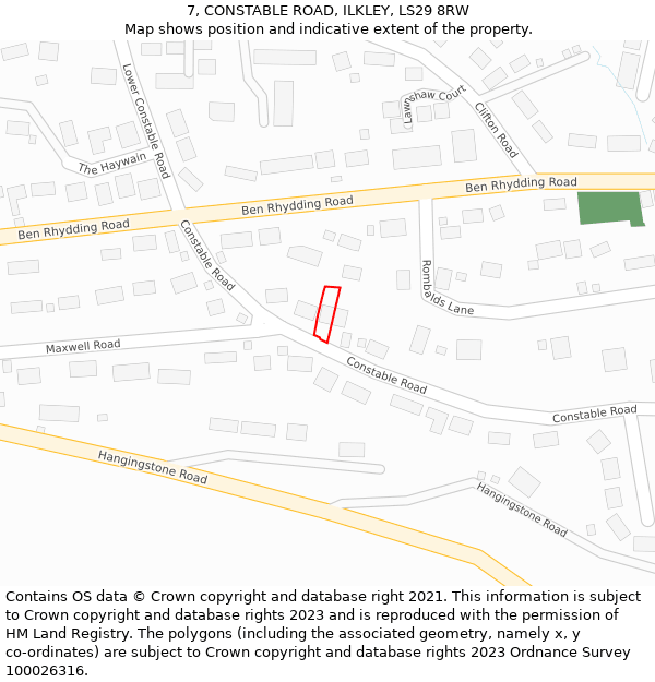 7, CONSTABLE ROAD, ILKLEY, LS29 8RW: Location map and indicative extent of plot