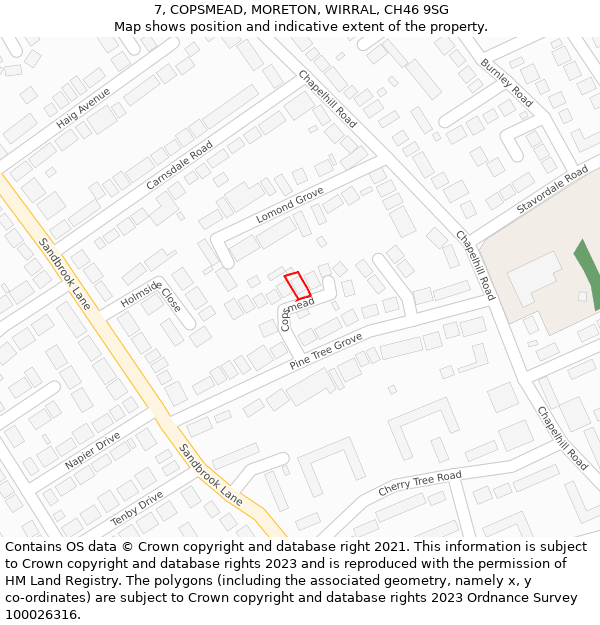 7, COPSMEAD, MORETON, WIRRAL, CH46 9SG: Location map and indicative extent of plot