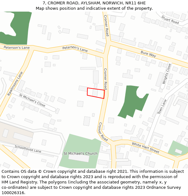 7, CROMER ROAD, AYLSHAM, NORWICH, NR11 6HE: Location map and indicative extent of plot