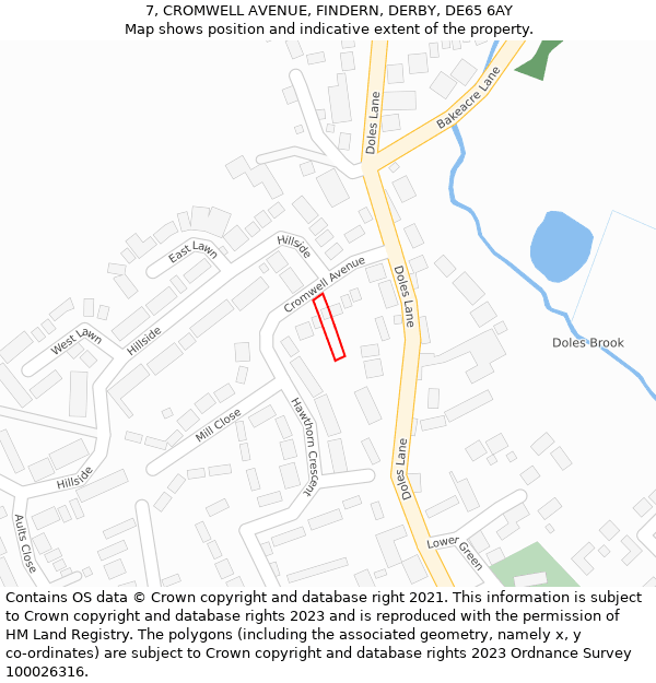 7, CROMWELL AVENUE, FINDERN, DERBY, DE65 6AY: Location map and indicative extent of plot