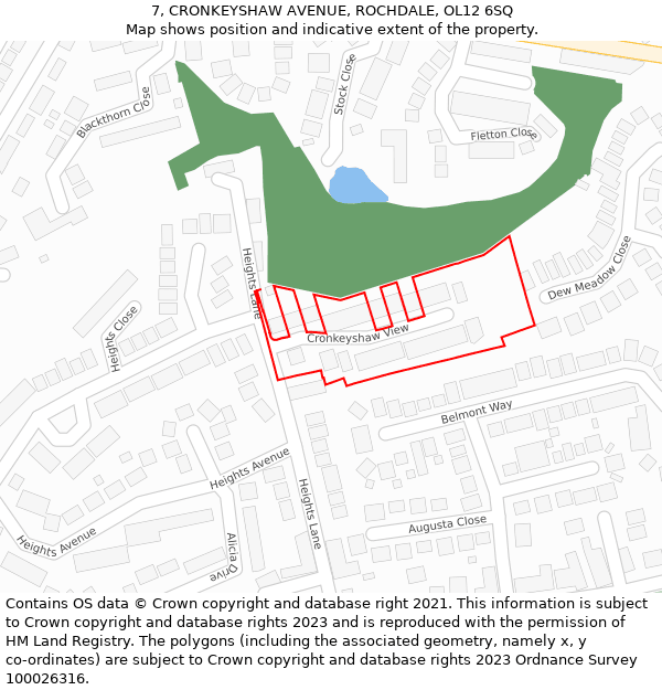 7, CRONKEYSHAW AVENUE, ROCHDALE, OL12 6SQ: Location map and indicative extent of plot