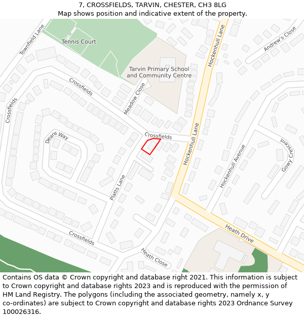 7, CROSSFIELDS, TARVIN, CHESTER, CH3 8LG: Location map and indicative extent of plot