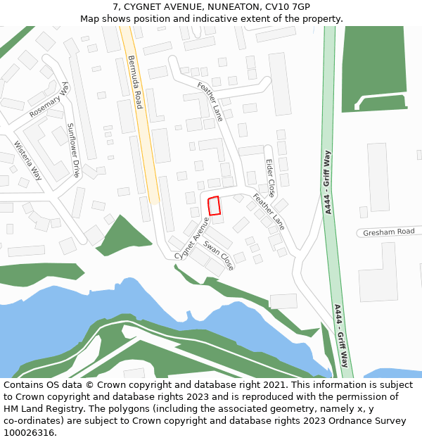 7, CYGNET AVENUE, NUNEATON, CV10 7GP: Location map and indicative extent of plot