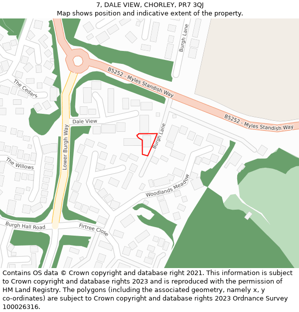 7, DALE VIEW, CHORLEY, PR7 3QJ: Location map and indicative extent of plot