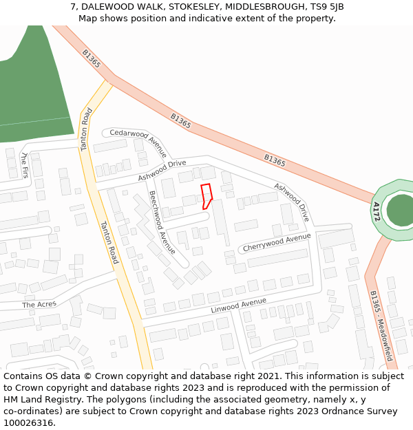 7, DALEWOOD WALK, STOKESLEY, MIDDLESBROUGH, TS9 5JB: Location map and indicative extent of plot