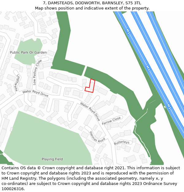 7, DAMSTEADS, DODWORTH, BARNSLEY, S75 3TL: Location map and indicative extent of plot