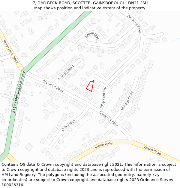 7, DAR BECK ROAD, SCOTTER, GAINSBOROUGH, DN21 3SU: Location map and indicative extent of plot