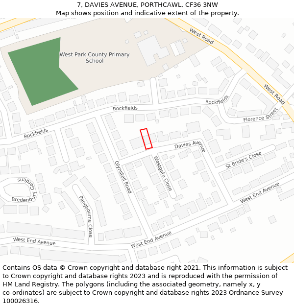 7, DAVIES AVENUE, PORTHCAWL, CF36 3NW: Location map and indicative extent of plot