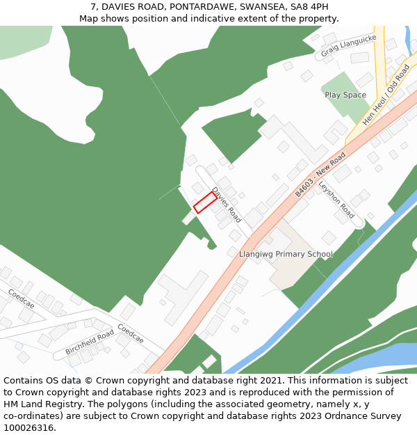 7, DAVIES ROAD, PONTARDAWE, SWANSEA, SA8 4PH: Location map and indicative extent of plot