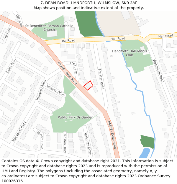 7, DEAN ROAD, HANDFORTH, WILMSLOW, SK9 3AF: Location map and indicative extent of plot