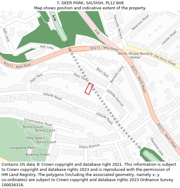 7, DEER PARK, SALTASH, PL12 6HE: Location map and indicative extent of plot