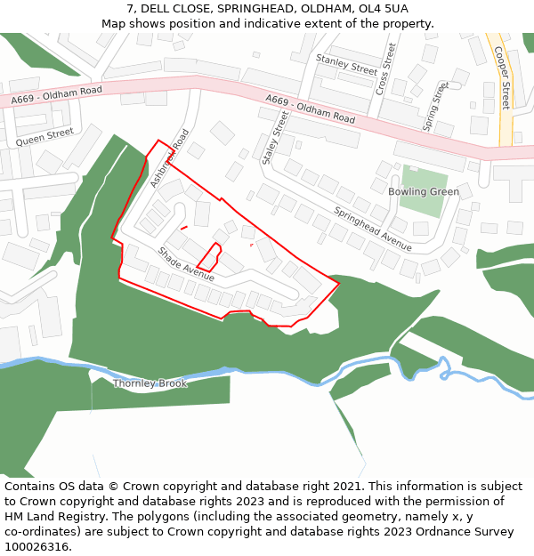 7, DELL CLOSE, SPRINGHEAD, OLDHAM, OL4 5UA: Location map and indicative extent of plot