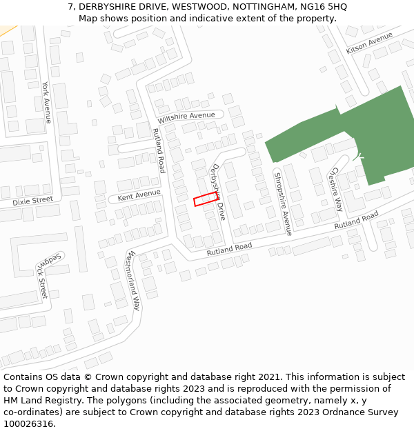 7, DERBYSHIRE DRIVE, WESTWOOD, NOTTINGHAM, NG16 5HQ: Location map and indicative extent of plot