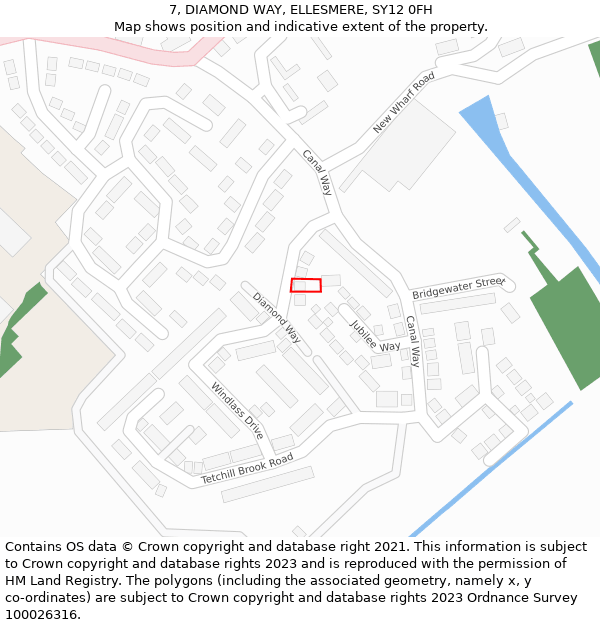 7, DIAMOND WAY, ELLESMERE, SY12 0FH: Location map and indicative extent of plot