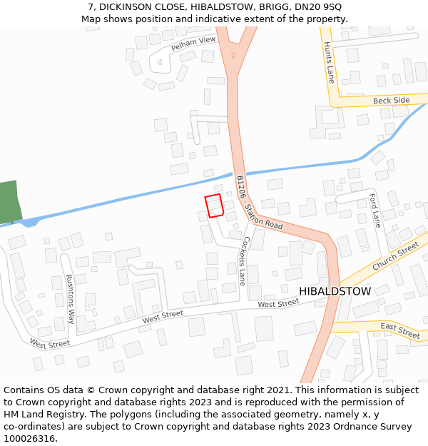 7, DICKINSON CLOSE, HIBALDSTOW, BRIGG, DN20 9SQ: Location map and indicative extent of plot